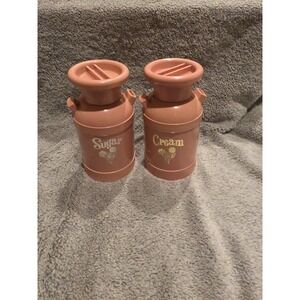 Vintage Plastic Research Sugar And Creamer Containers Beige- Made In Arkansas